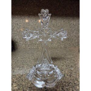 Ornate Bleikristall Lead Crystal Christian Cross 24% Made‎ in Germany 8" Easter